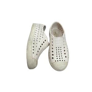 Native Jefferson Kids Slip-On Shoes Beige Glitter C10 Lightweight Perforated Rub